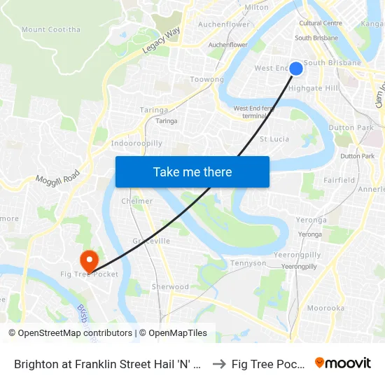 Brighton at Franklin Street Hail 'N' Ride to Fig Tree Pocket map
