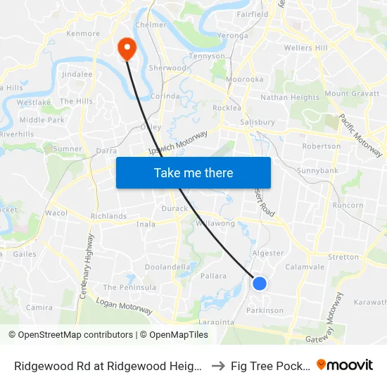 Ridgewood Rd at Ridgewood Heights to Fig Tree Pocket map