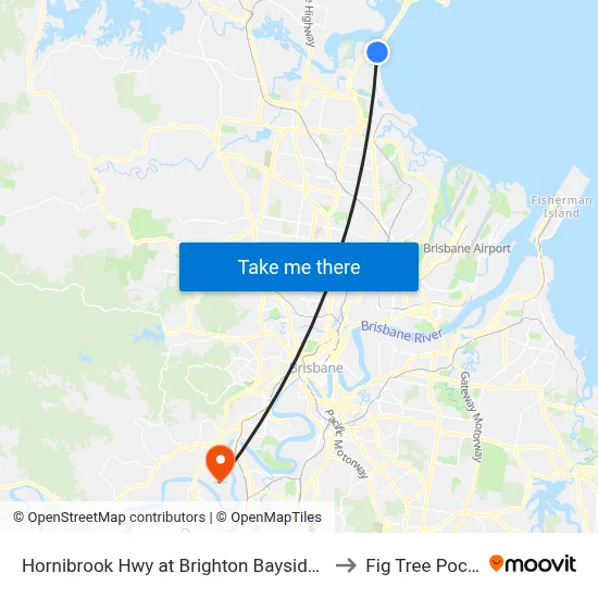 Hornibrook Hwy at Brighton Bayside Park to Fig Tree Pocket map