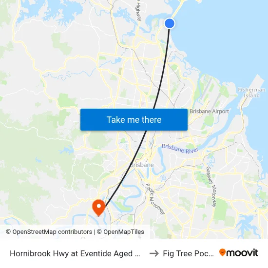 Hornibrook Hwy at Eventide Aged Home to Fig Tree Pocket map