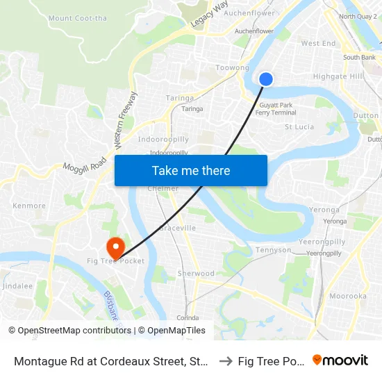 Montague Rd at Cordeaux Street, Stop 30/14 to Fig Tree Pocket map