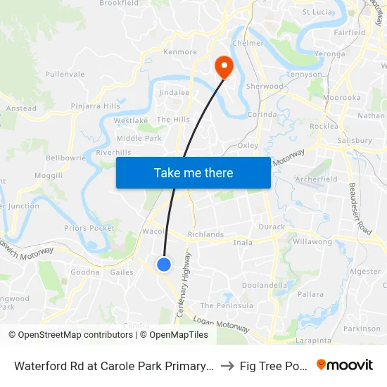 Waterford Rd at Carole Park Primary School to Fig Tree Pocket map