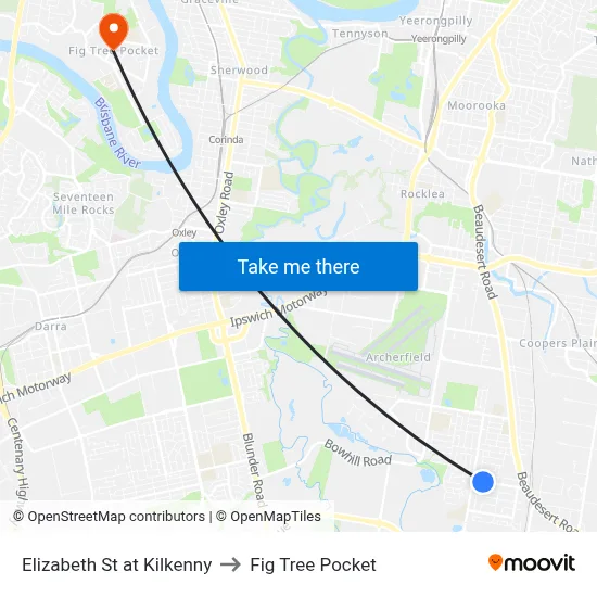 Elizabeth St at Kilkenny to Fig Tree Pocket map