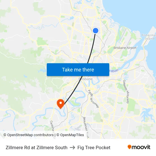 Zillmere Rd at Zillmere South to Fig Tree Pocket map