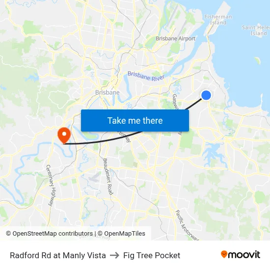 Radford Rd at Manly Vista to Fig Tree Pocket map