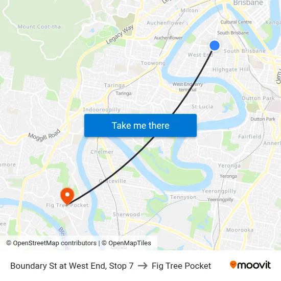 Boundary St at West End, Stop 7 to Fig Tree Pocket map