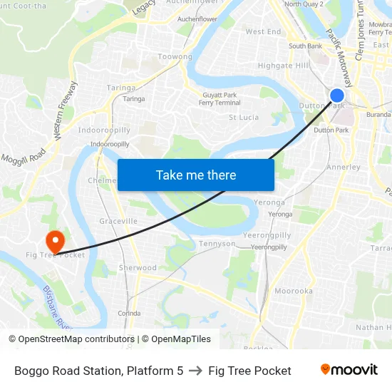 Boggo Road Station, Platform 5 to Fig Tree Pocket map