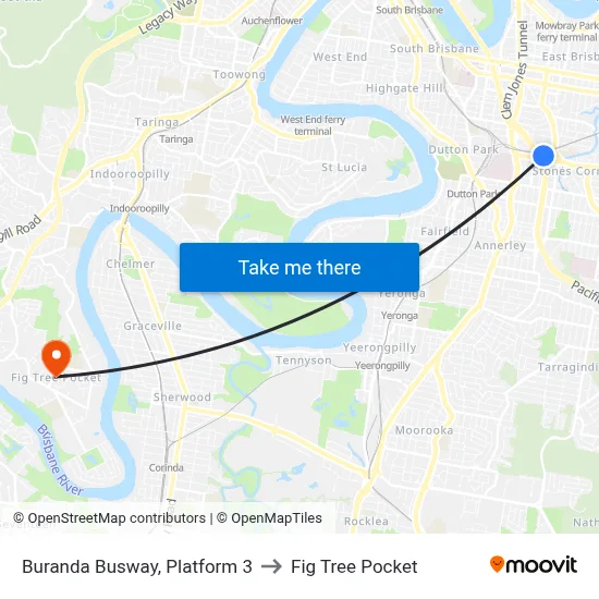 Buranda Busway, Platform 3 to Fig Tree Pocket map