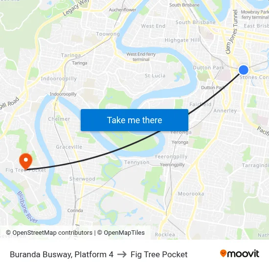 Buranda Busway, Platform 4 to Fig Tree Pocket map