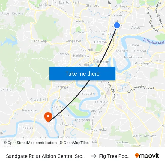 Sandgate Rd at Albion Central Stop 19 to Fig Tree Pocket map