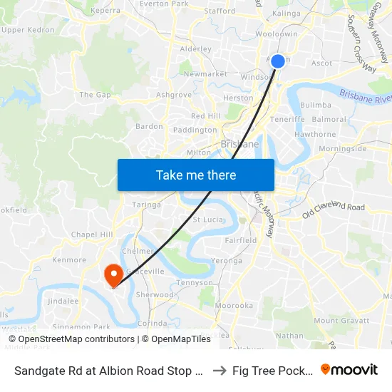 Sandgate Rd at Albion Road Stop 18 to Fig Tree Pocket map