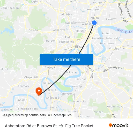 Abbotsford Rd at Burrows St to Fig Tree Pocket map