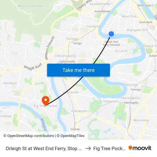 Orleigh St at West End Ferry, Stop 15 to Fig Tree Pocket map