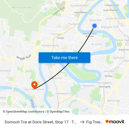 Dornoch Tce at Doris Street, Stop 17 - Temp Closure From 13 July to Fig Tree Pocket map