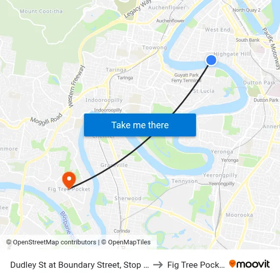 Dudley St at Boundary Street, Stop 24 to Fig Tree Pocket map