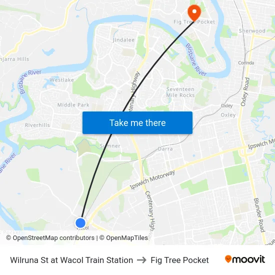 Wilruna St at Wacol Train Station to Fig Tree Pocket map