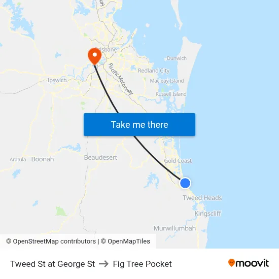 Tweed St at George St to Fig Tree Pocket map