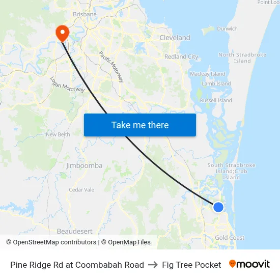 Pine Ridge Rd at Coombabah Road to Fig Tree Pocket map
