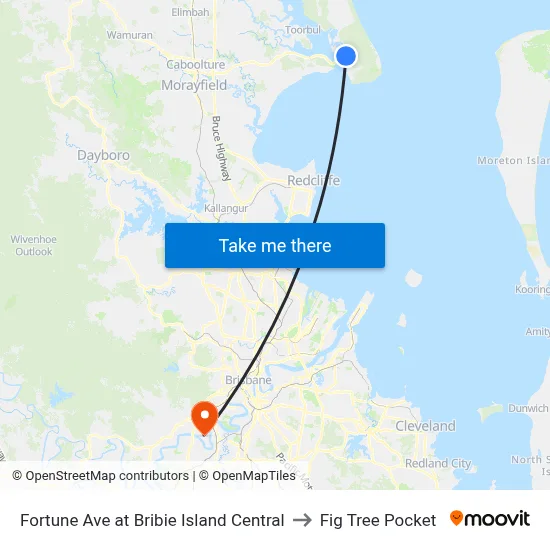 Fortune Ave at Bribie Island Central to Fig Tree Pocket map