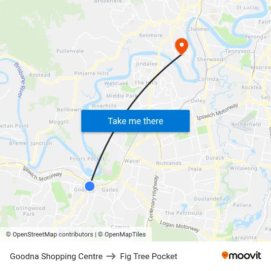 Goodna Shopping Centre to Fig Tree Pocket map