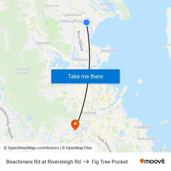 Beachmere Rd at Riversleigh Rd to Fig Tree Pocket map