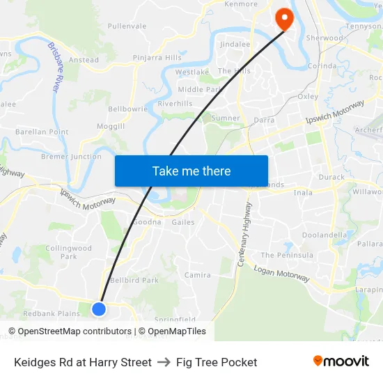 Keidges Rd at Harry Street to Fig Tree Pocket map