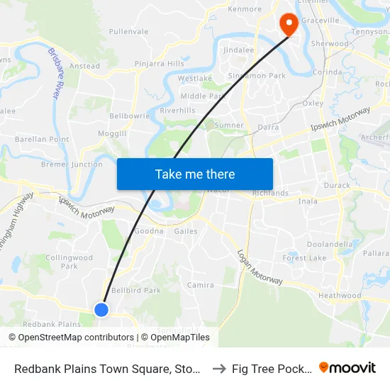 Redbank Plains Town Square, Stop B to Fig Tree Pocket map