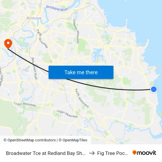 Broadwater Tce at Redland Bay Shops to Fig Tree Pocket map