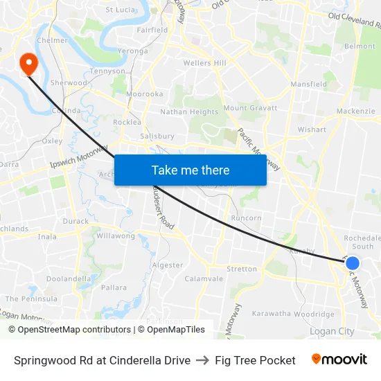 Springwood Rd at Cinderella Drive to Fig Tree Pocket map