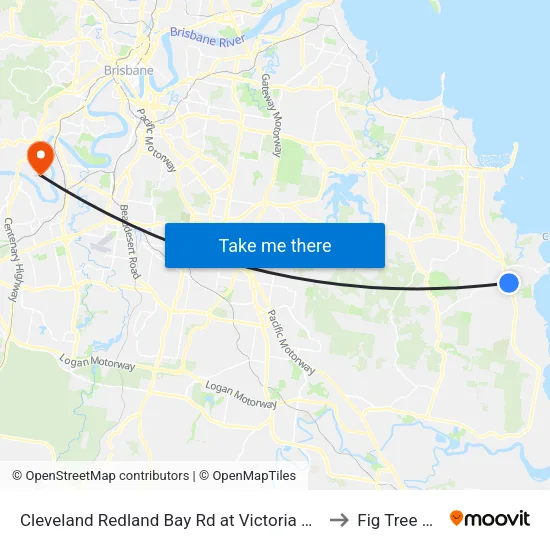 Cleveland Redland Bay Rd at Victoria Point High School to Fig Tree Pocket map