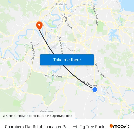 Chambers Flat Rd at Lancaster Park to Fig Tree Pocket map