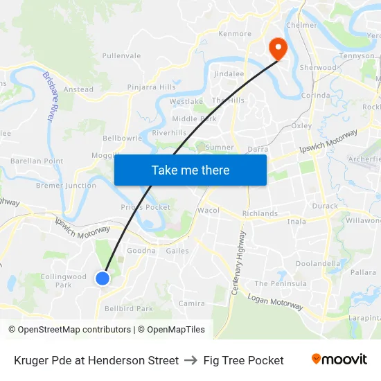 Kruger Pde at Henderson Street to Fig Tree Pocket map