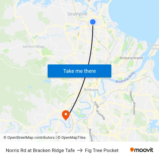 Norris Rd at Bracken Ridge Tafe to Fig Tree Pocket map