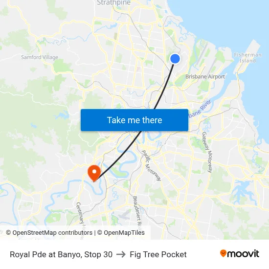 Royal Pde at Banyo, Stop 30 to Fig Tree Pocket map
