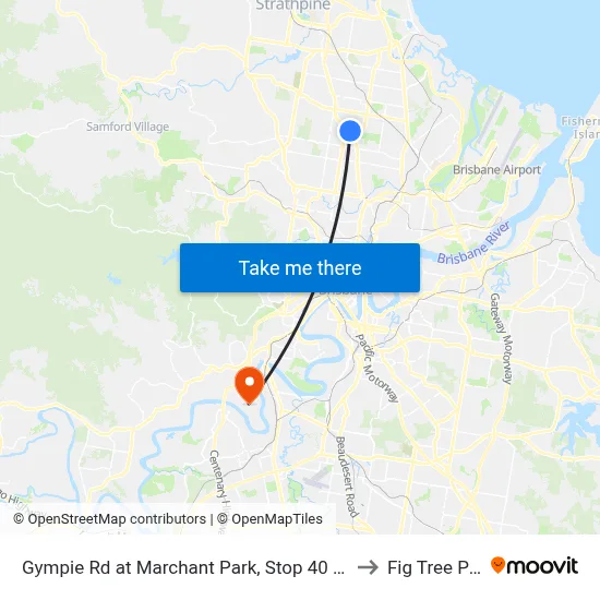 Gympie Rd at Marchant Park, Stop 40 (Temp Closure) to Fig Tree Pocket map