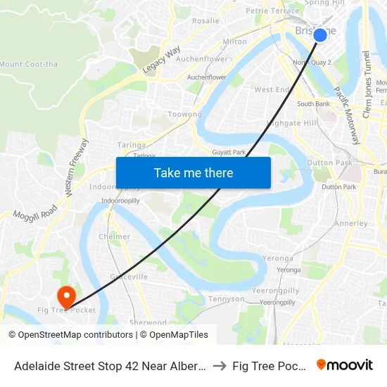 Adelaide Street Stop 42 Near Albert St to Fig Tree Pocket map