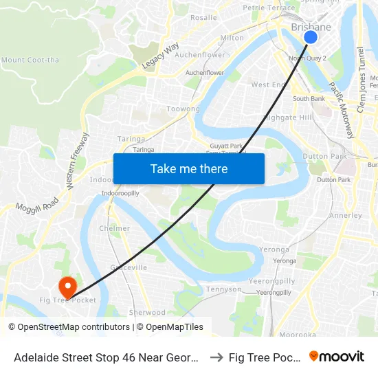 Adelaide Street Stop 46 Near George St to Fig Tree Pocket map