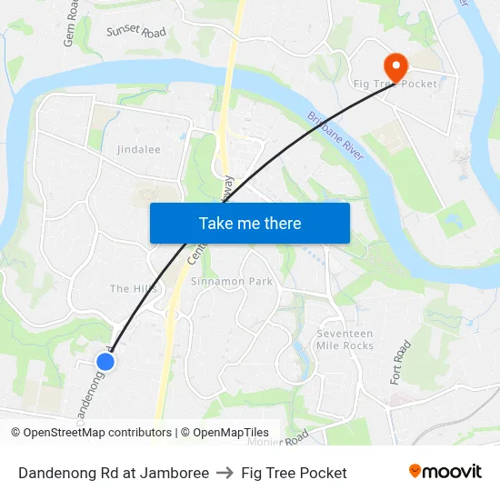 Dandenong Rd at Jamboree to Fig Tree Pocket map