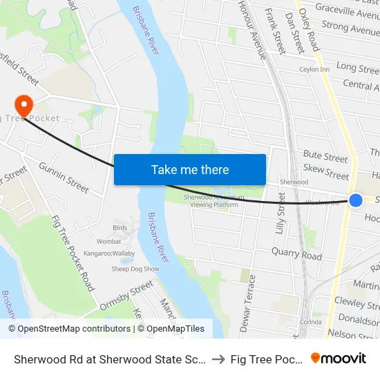 Sherwood Rd at Sherwood State School to Fig Tree Pocket map