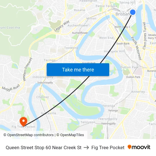 Queen Street Stop 60 Near Creek St to Fig Tree Pocket map