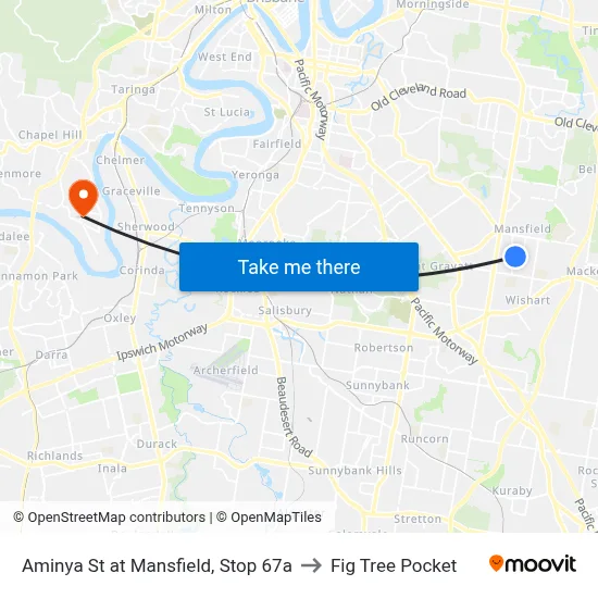 Aminya St at Mansfield, Stop 67a to Fig Tree Pocket map