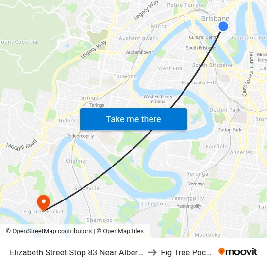 Elizabeth Street Stop 83 Near Albert St to Fig Tree Pocket map