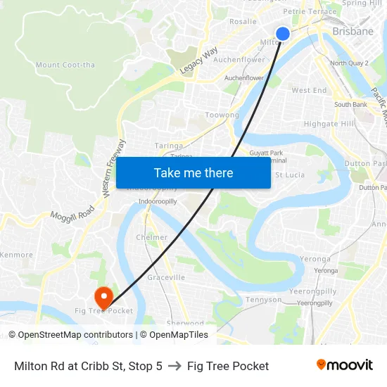 Milton Rd at Cribb St, Stop 5 to Fig Tree Pocket map