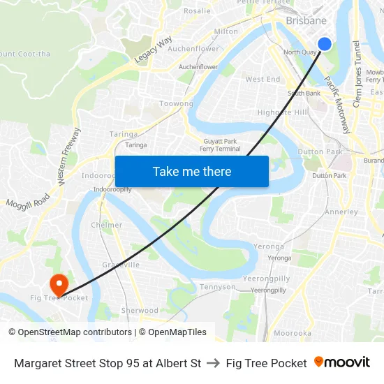 Margaret Street Stop 95 at Albert St to Fig Tree Pocket map