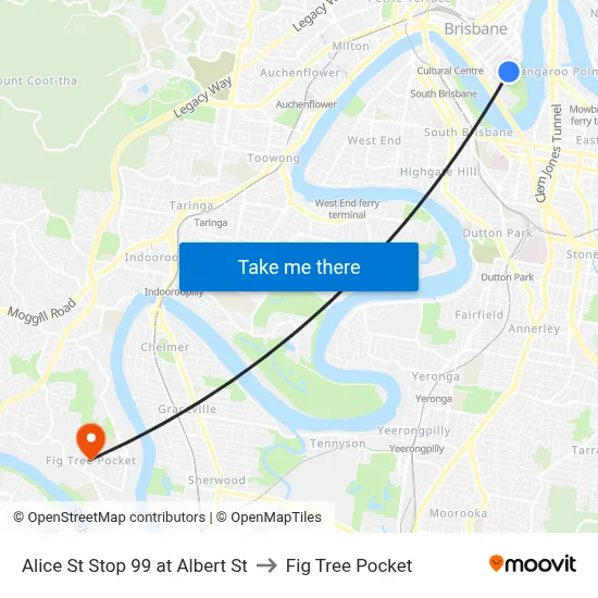 Alice St Stop 99 at Albert St to Fig Tree Pocket map