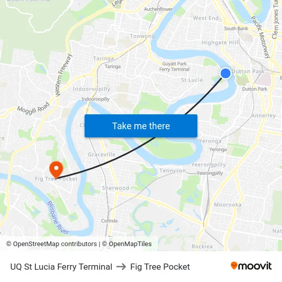 UQ St Lucia Ferry Terminal to Fig Tree Pocket map