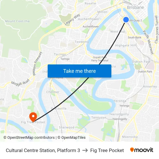 Cultural Centre Station, Platform 3 to Fig Tree Pocket map