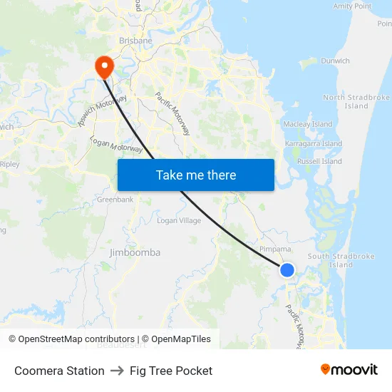 Coomera Station to Fig Tree Pocket map