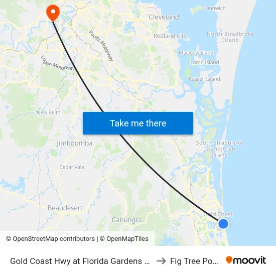 Gold Coast Hwy at Florida Gardens Station to Fig Tree Pocket map
