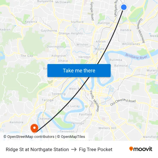 Ridge St at Northgate Station to Fig Tree Pocket map